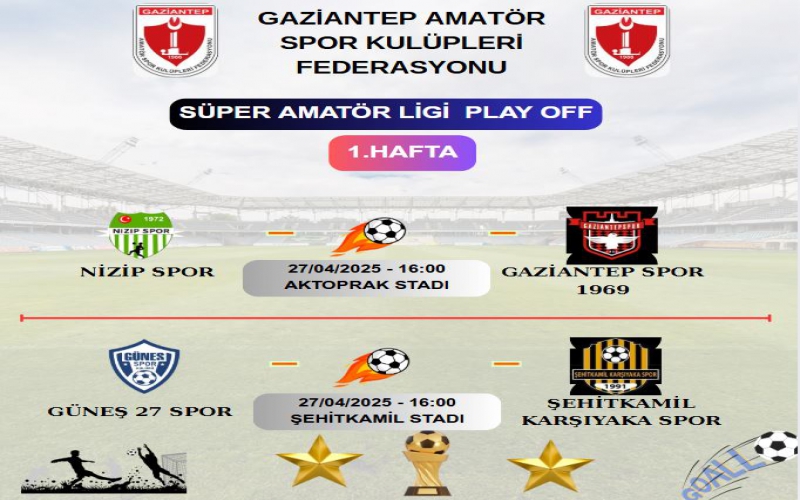 SÜPER AMATÖR PLAY OFF 1. HAFTA MÜSABAKALARI AÇIKLANDI.